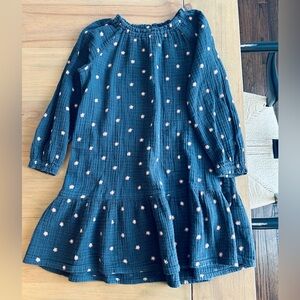 H&M Dark Blue Kids Dress with Pink Floral Pattern